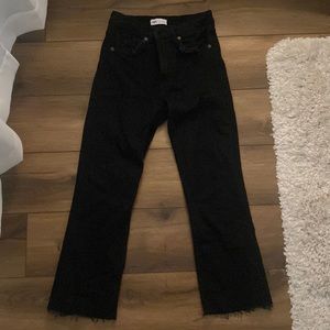 Black cropped flare jeans